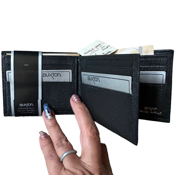 Buxton Double Thinfold Buffalo Leather Wallet - Picture 5 of 9